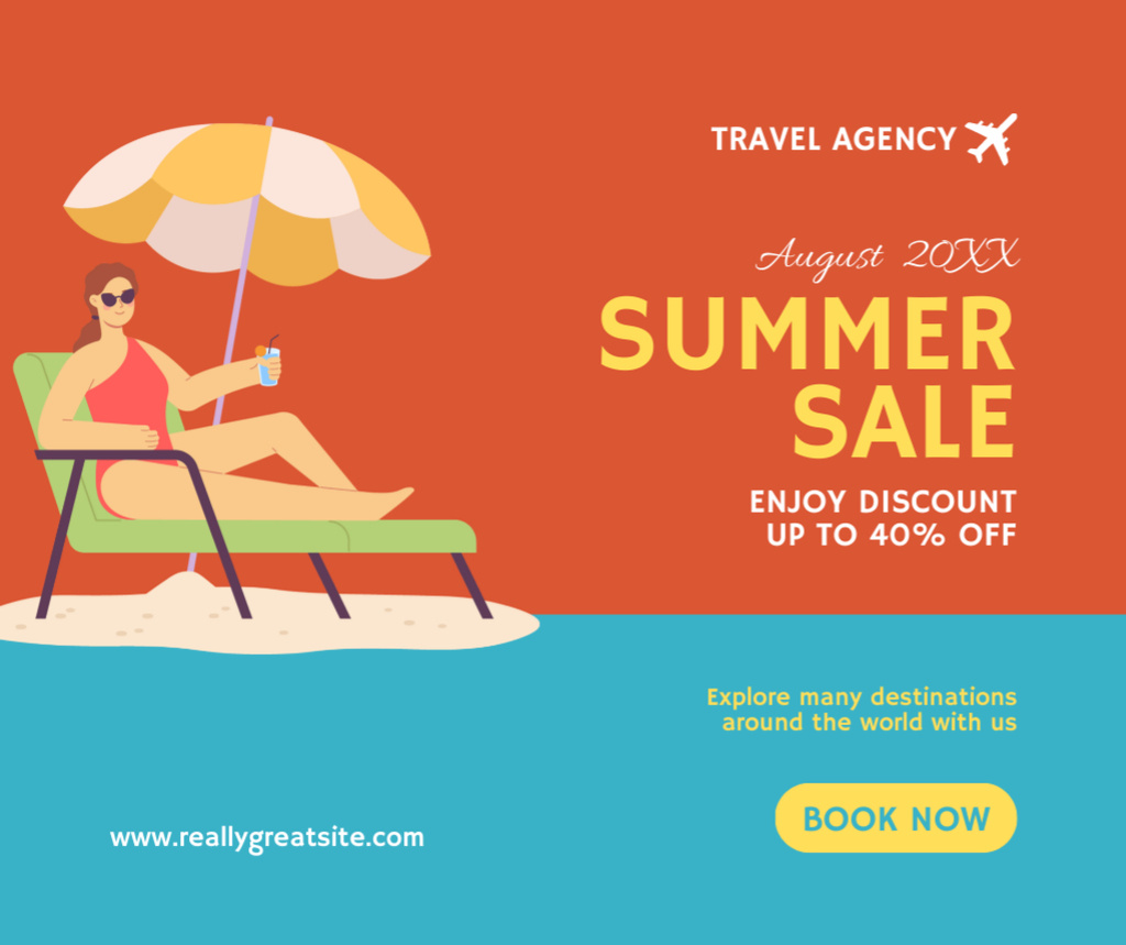 Modèle de visuel Summer Travel Offer on Orange - Facebook
