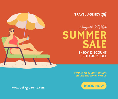 Summer Travel Offer on Orange Facebook Design Template