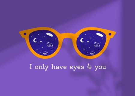 Love Phrase with Cute Glasses with Cosmic Lens Postcard 5x7in Modelo de Design