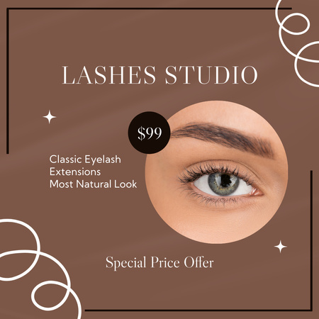 Ontwerpsjabloon van Instagram AD van Special Price Offer for Eyelash Care Services