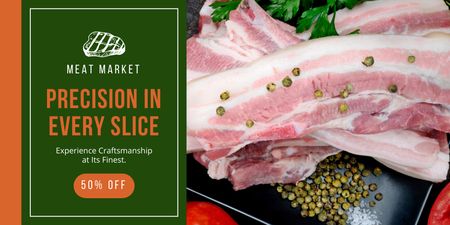Premium Slices of Pork for Sale Twitter Design Template