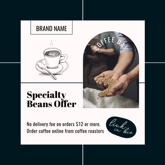 Designvorlage Speciality Beans Coffee für Instagram