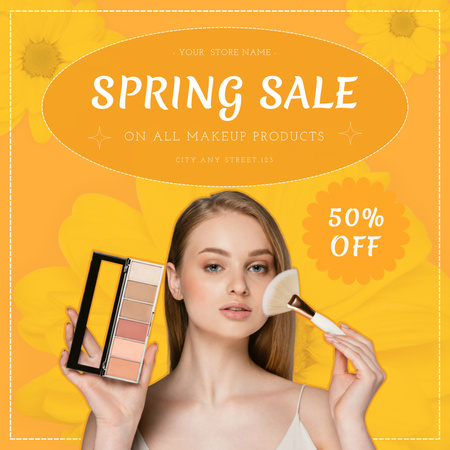 Plantilla de diseño de Anuncio de venta de primavera para todos los productos de maquillaje Instagram AD 