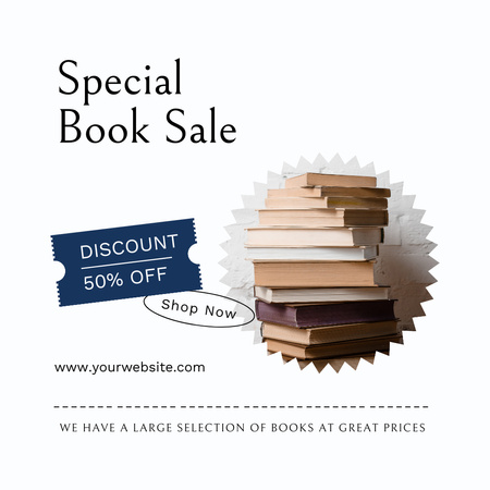 Book Special Sale Ad on White Instagram Design Template