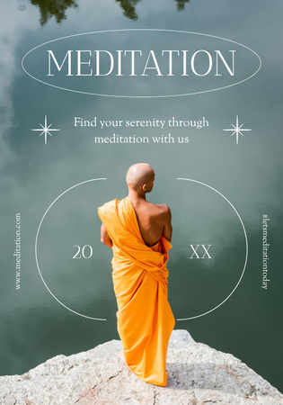 Discover Meditation with Monks Poster 28x40in Design Template