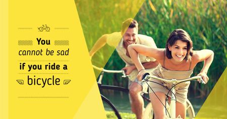 Ontwerpsjabloon van Facebook AD van Couple riding bicycles near corn field