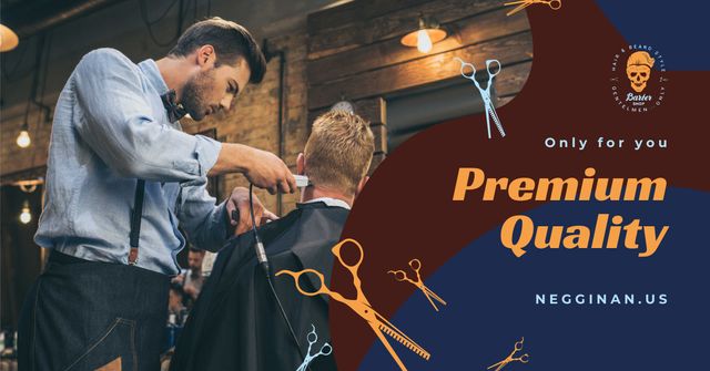 Modèle de visuel Client at professional Barbershop - Facebook AD