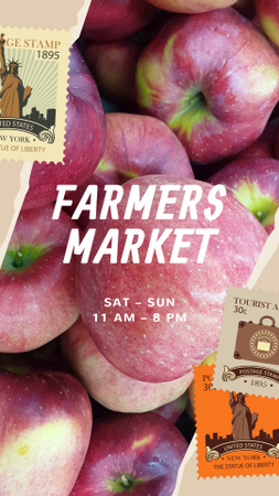Plantilla de diseño de Manzanas frescas en el mercado de agricultores del sábado TikTok Video 