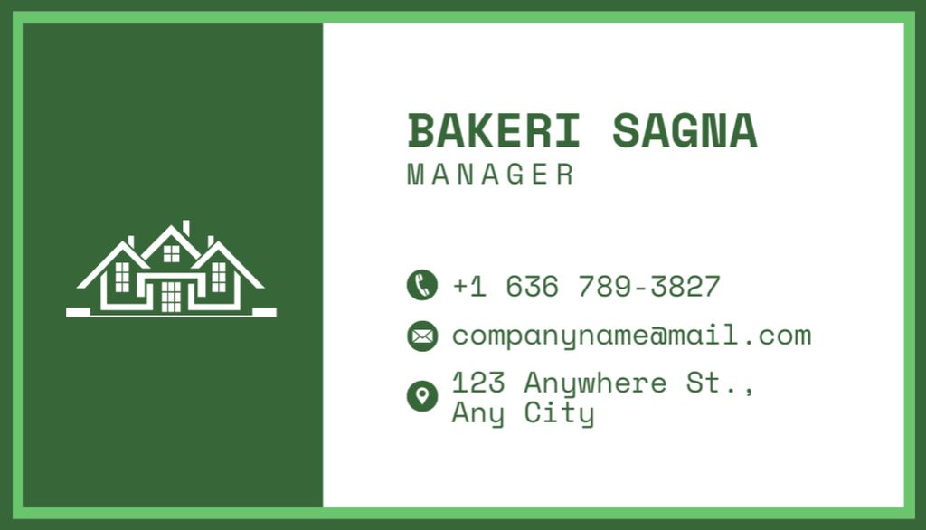 Real Estate and Construction Services Promo on Green Business Card US Πρότυπο σχεδίασης