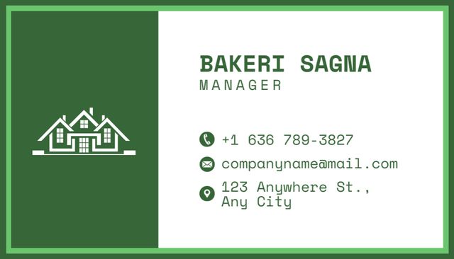 Real Estate and Construction Services Promo on Green Business Card USデザインテンプレート
