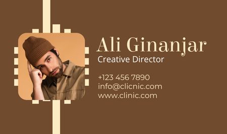 Creative Director Contacts on Brown Business card Design Template