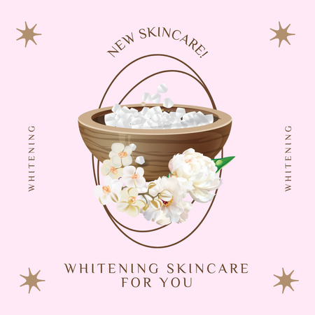Whitening Skincare Product Ad with Flowers Instagram Design Template