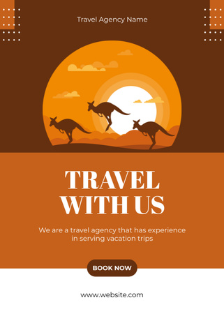 Travel Agency Offer with Kangaroos Flayer Design Template