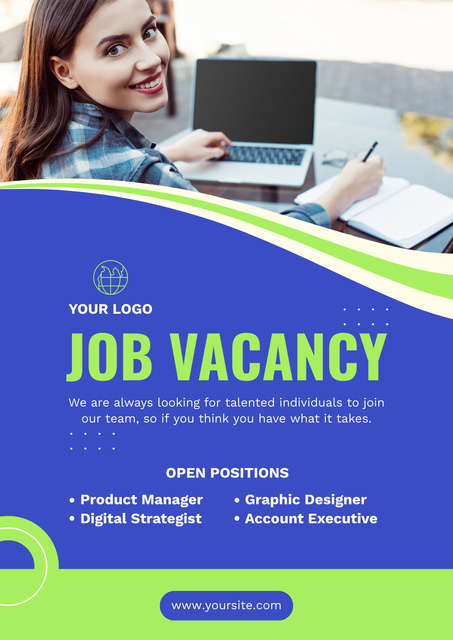 Online Job Vacancy Layout with Photo Poster Design Template