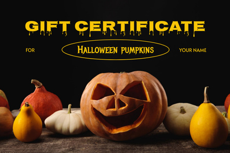 Creepy Halloween's Pumpkin Gift Certificate Tasarım Şablonu