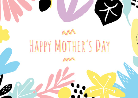 Happy Mother's Day Greeting with Bright Illustration Card Design Template