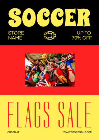 Soccer Flags Sale Offer Poster Design Template