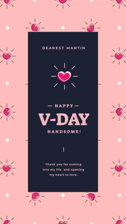 Valentine's Day card with tiny Pink Hearts Instagram Story Design Template