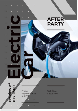 Invitation to electric car exhibition Poster tervezősablon