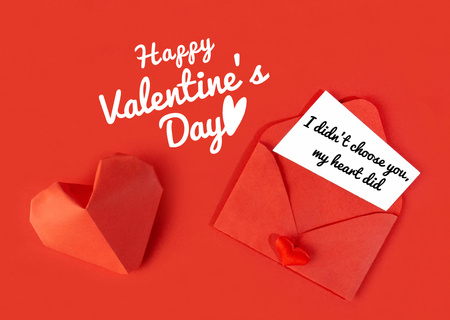 Cute Valentine's Day Greeting in Envelope Postcard Design Template