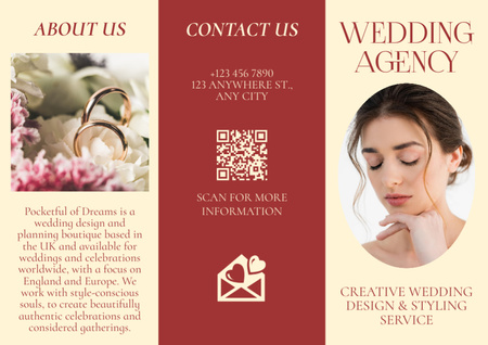 Template di design Servizio di agenzia matrimoniale con sposa felice Brochure