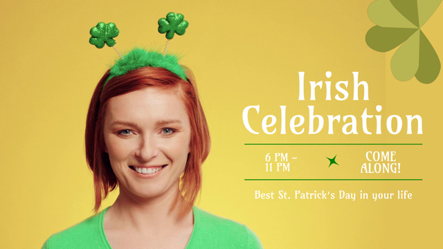 Patrick’s Day Celebration Announcement With Shamrock Full HD video Design Template