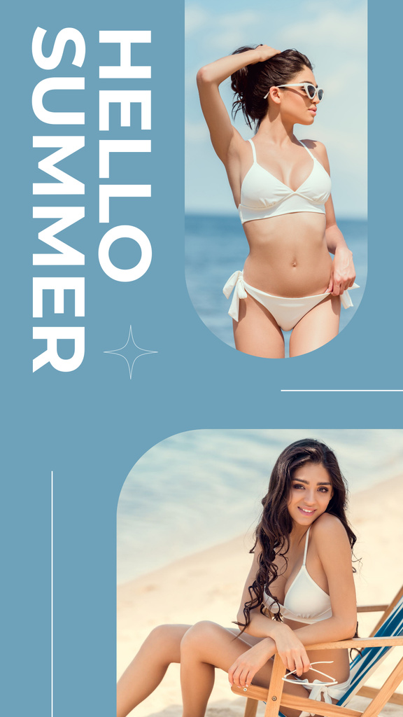 Woman in Swimsuit on Beach Instagram Story Design Template