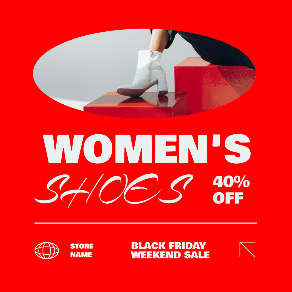 Designvorlage Female Stylish Shoes Sale on Black Friday für Instagram