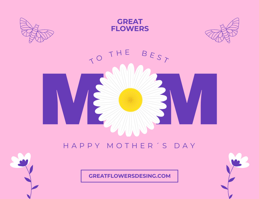 Mother's Day Offer by Flower Shop on Pink Layout Thank You Card 5.5x4in Horizontal Design Template