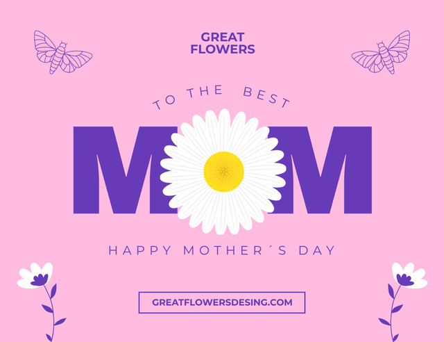 Mother's Day Offer by Flower Shop on Pink Layout Thank You Card 5.5x4in Horizontal Design Template