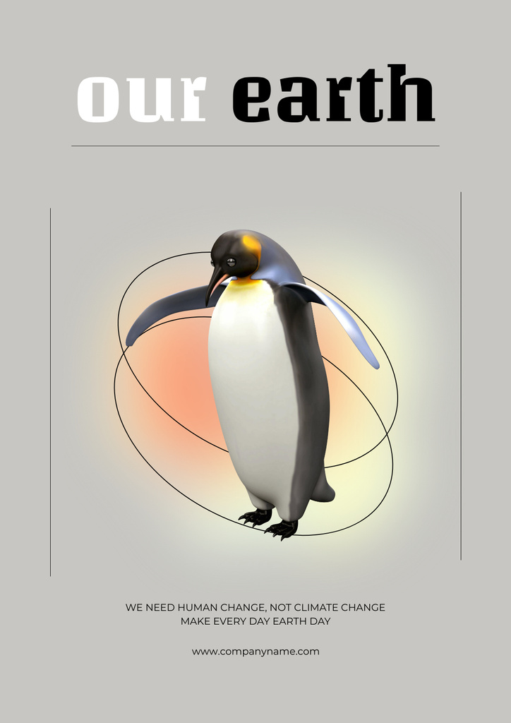Global Warming Problem Awareness with Penguin Posterデザインテンプレート