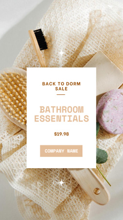 Ontwerpsjabloon van Instagram Video Story van Eco-vriendelijke badkamerbenodigdheden aanbieding met haarborstel