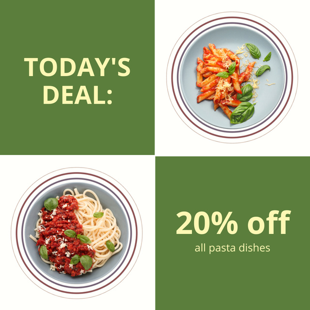Special Deal On Pasta Meals Today Offer Animated Post Design Template