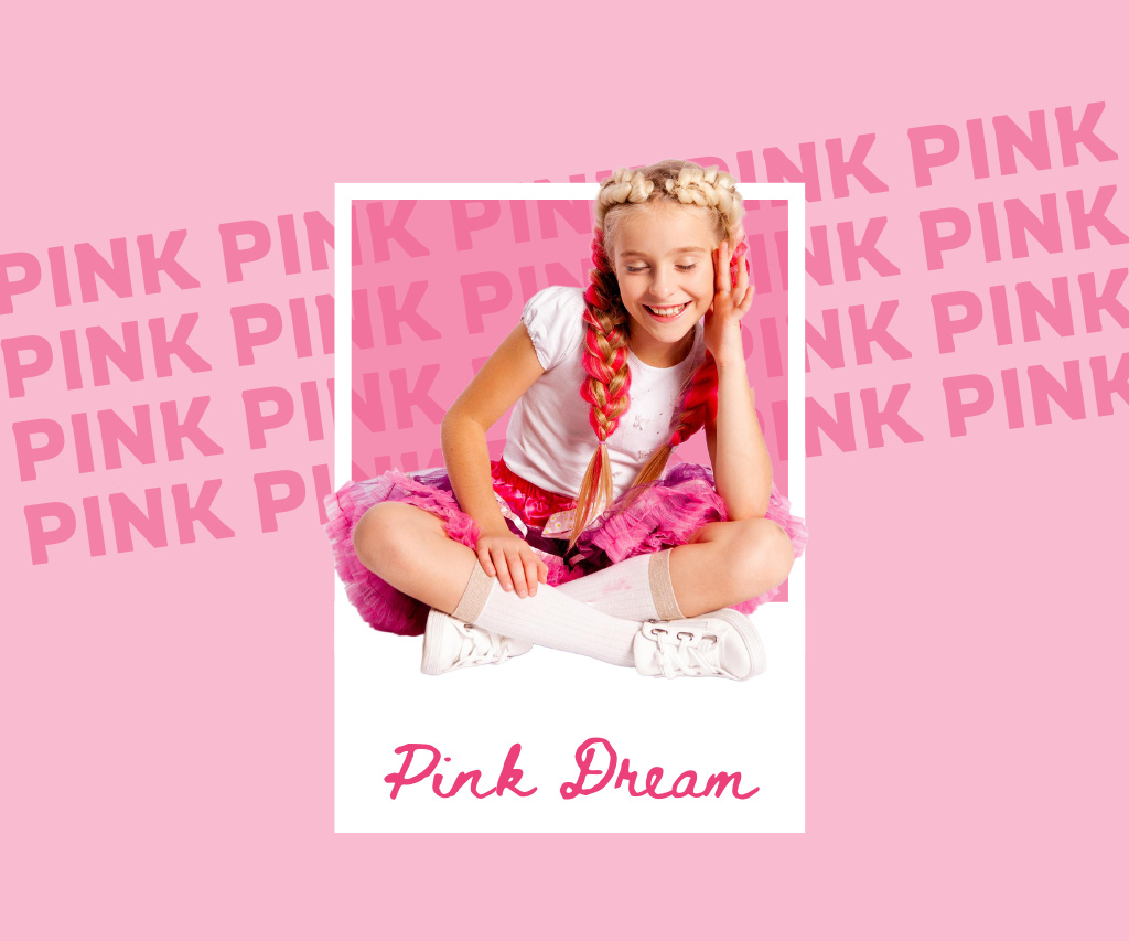 Cute Little Girl in Pink Outfit Large Rectangle Tasarım Şablonu