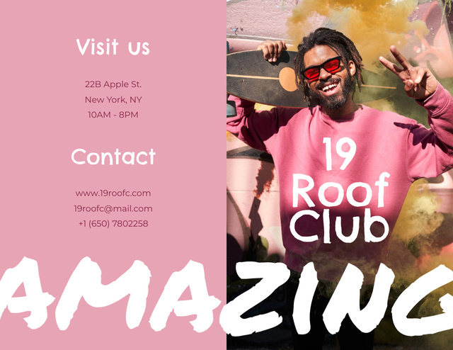 Amazing Bar And Club Promotion with Smiling Young Guy Brochure 8.5x11in Bi-fold – шаблон для дизайна