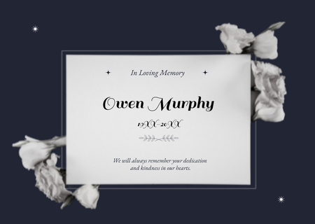Platilla de diseño Sympathy Phrase with Flowers on Blue Card