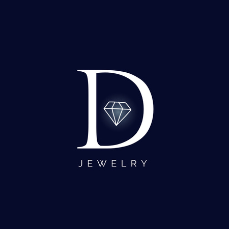 Jewelry Store Ad with Diamond on Blue Logo Design Template