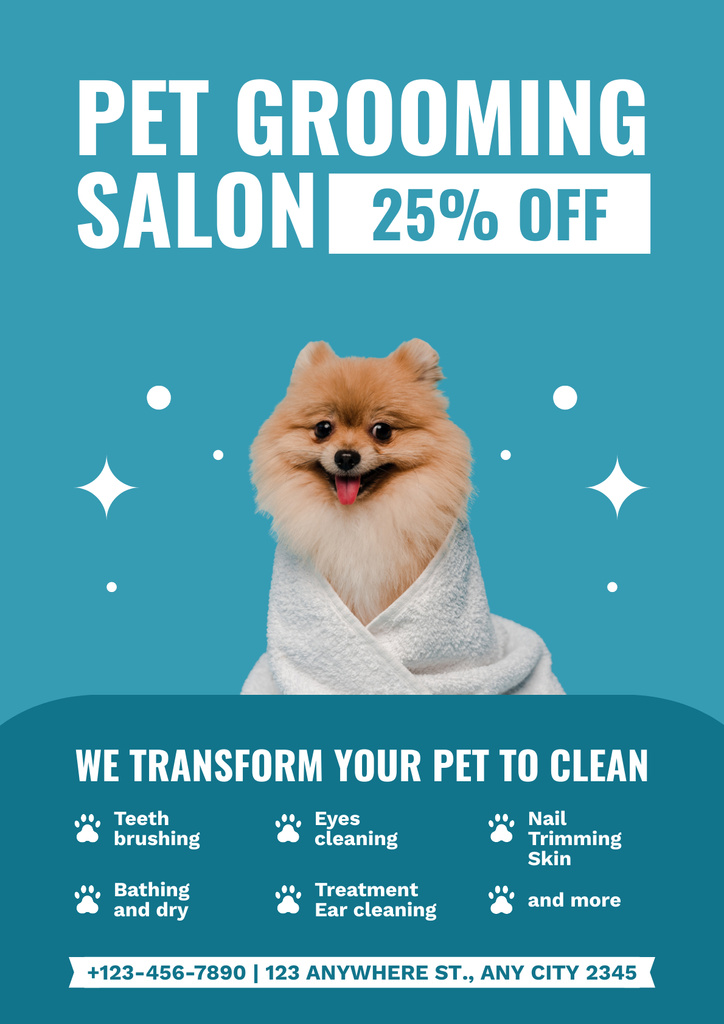 Discount in Pet Grooming Salon Posterデザインテンプレート