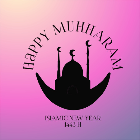 Ontwerpsjabloon van Instagram van Moskee en maan voor islamitische nieuwjaarsgroet
