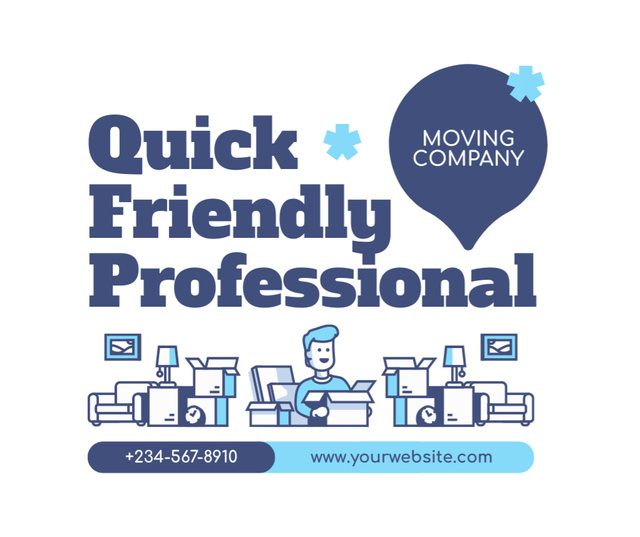 Ontwerpsjabloon van Facebook van Offer of Quick and Professional Moving Services