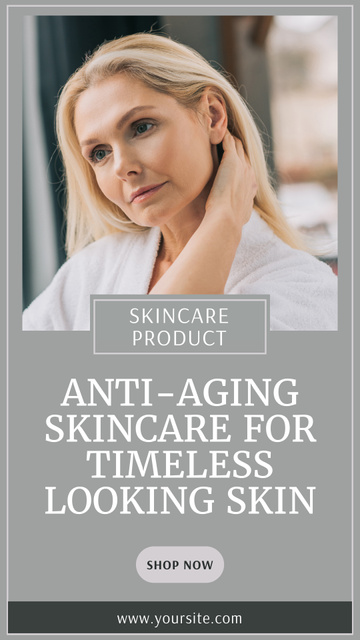 Ontwerpsjabloon van Instagram Story van Anti-Aging Skincare Products Offer In Gray