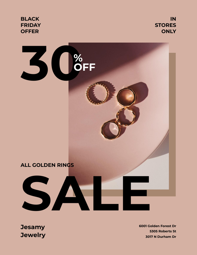 Designvorlage Jewelry Sale with Shiny Rings on Pastel für Poster 8.5x11in