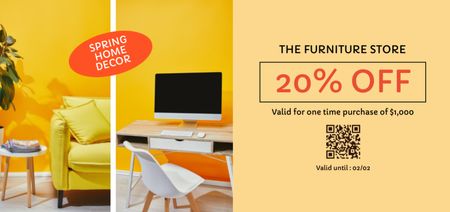 Discount at Furniture Store Yellow Coupon Din Large – шаблон для дизайну