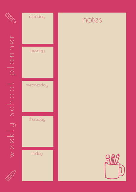 Notes for Weekly Study Planning Schedule Planner Design Template