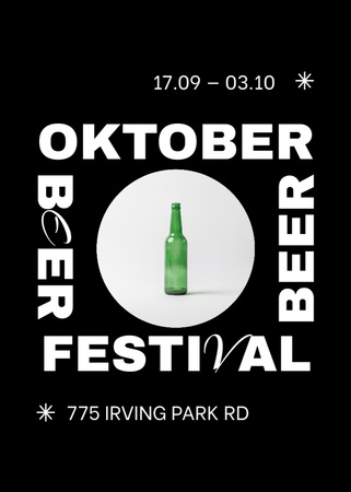Platilla de diseño Oktoberfest Celebration Announcement With Bottle in Black Postcard 5x7in Vertical