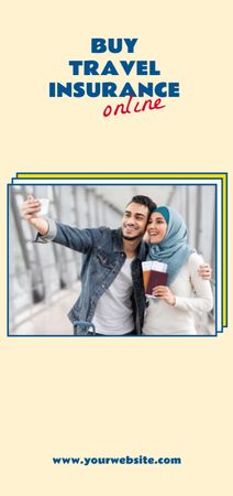 Offer to Buy Travel Insurance with Young Couple Flyer DIN Largeデザインテンプレート