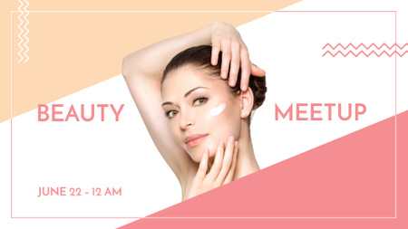 Woman applying Cream at Beauty event FB event cover Design Template