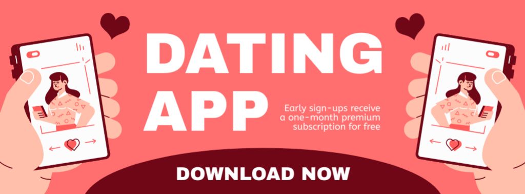 Modèle de visuel Early Subscription to Dating App - Facebook cover