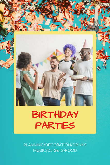 Ontwerpsjabloon van Pinterest van Birthday Party Organization Services