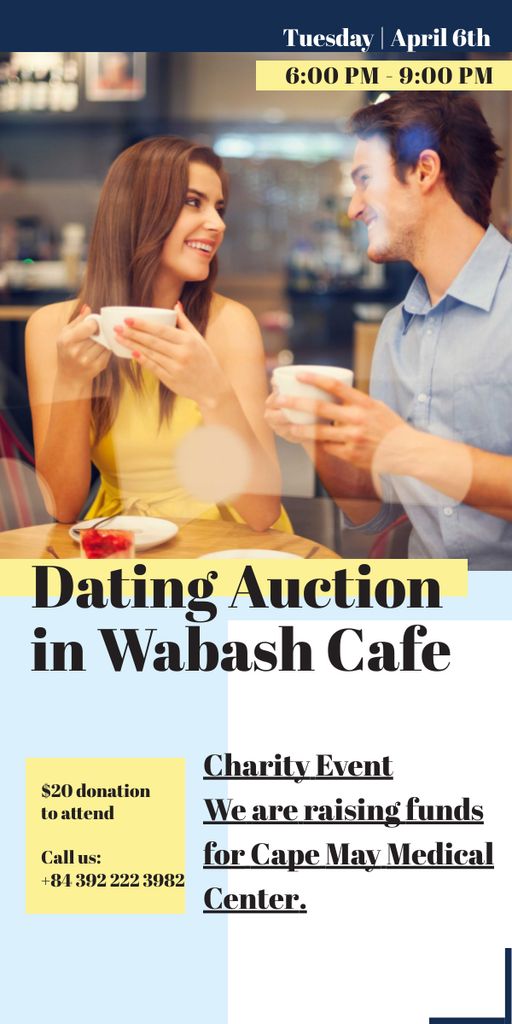Smiling Couple at Dating Auction Graphic – шаблон для дизайна